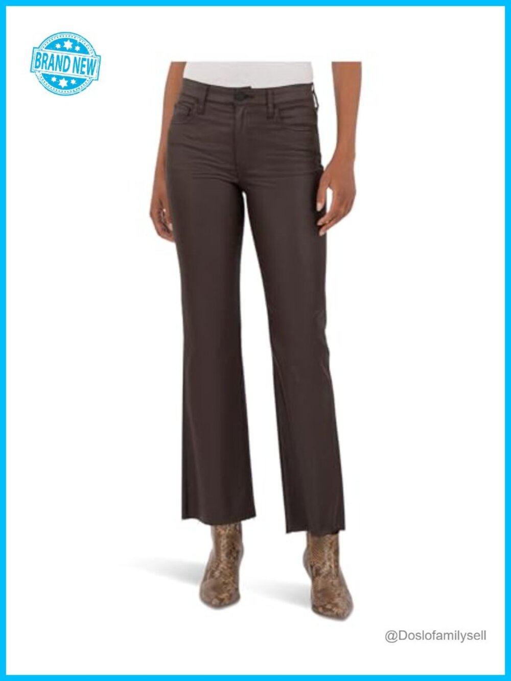 High-Rise Ankle Flare Jeans with Raw Hem Bootcut Silhouette Five-Pocket